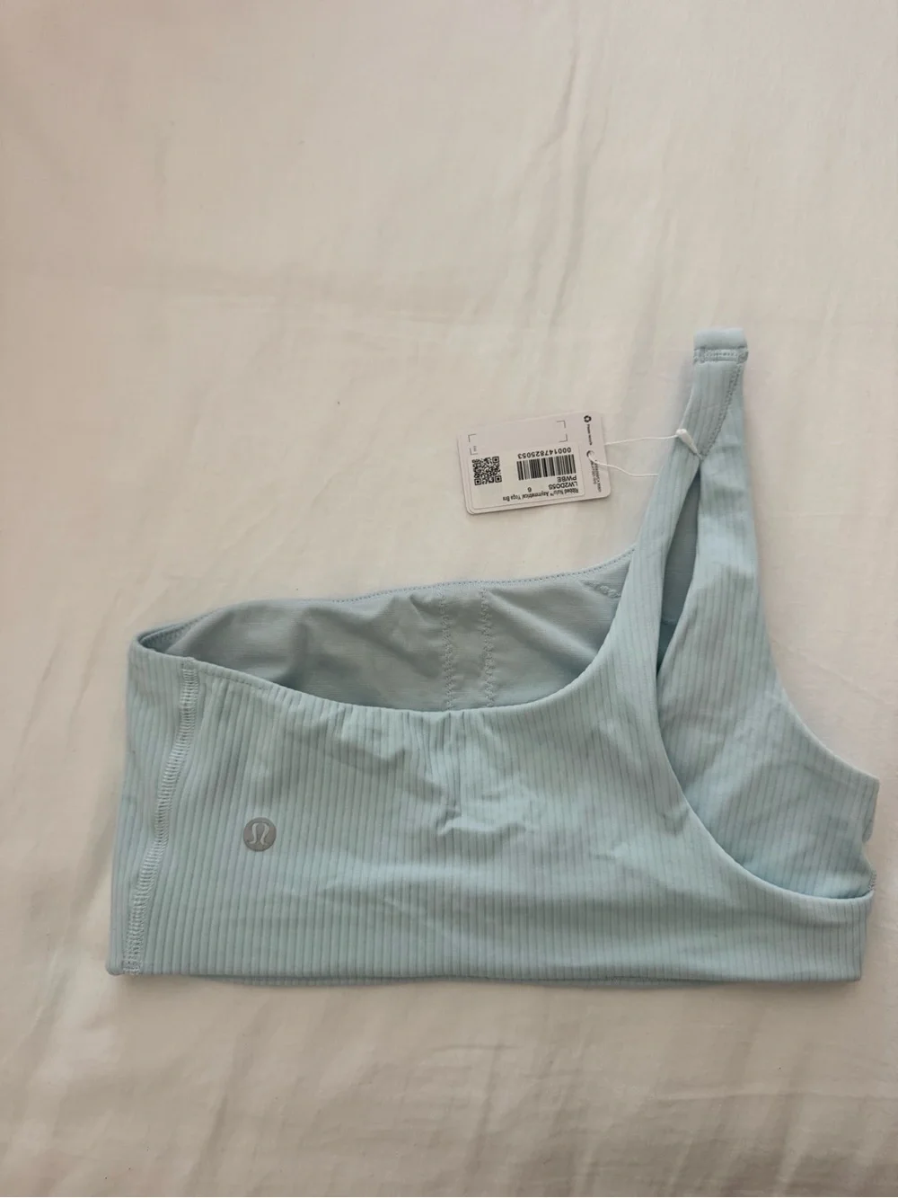 lululemon athletica Pale Blue One-Shoulder Ribbed Sports Bra